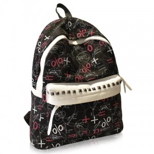 Trendy Women's Satchel With Print and Rivets Design